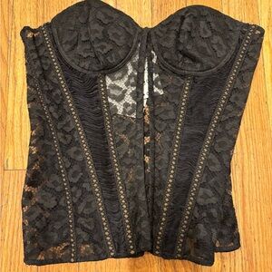 La Perla Black Lace Bustier Corset Vintage New With Tags size 8